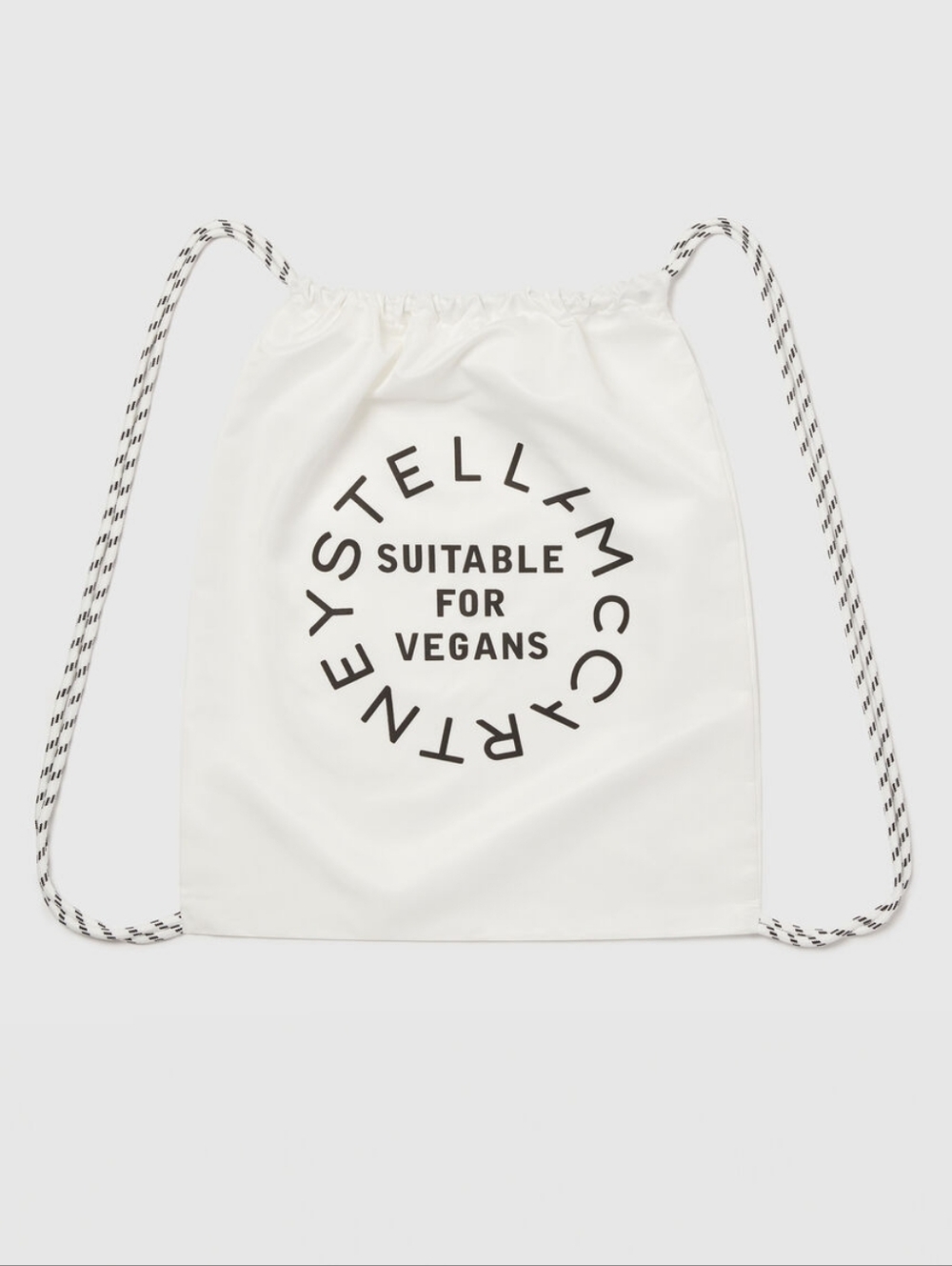 New Stella McCartney Suitable for Vegans White Drawstring Backpack Bag.